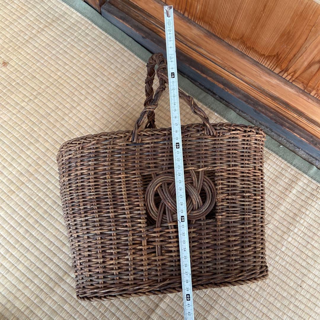 あけび　編みかごバッグ　編み籠　模様編み　ワンハンドル　かごバッグ