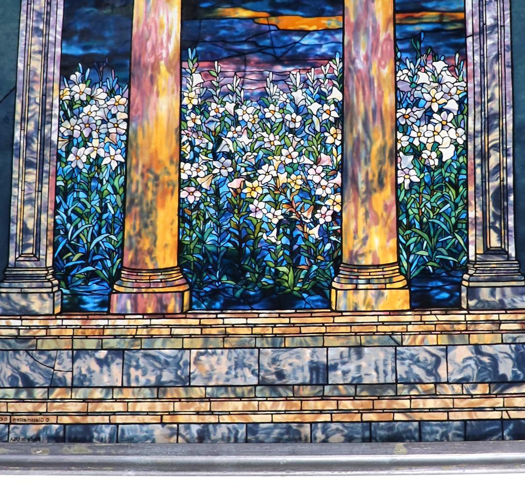 ルイス・C・ティファニー ヴィンテージ ステンドグラス 極希少 大型 百合畑の窓
