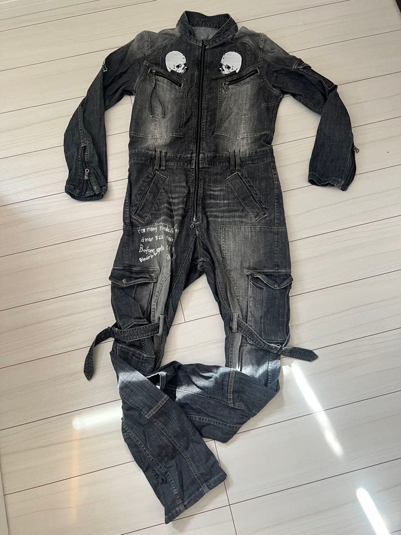 凍りのK 美品 PPFM 入手困難 スカル 刺繍 デニム つなぎ