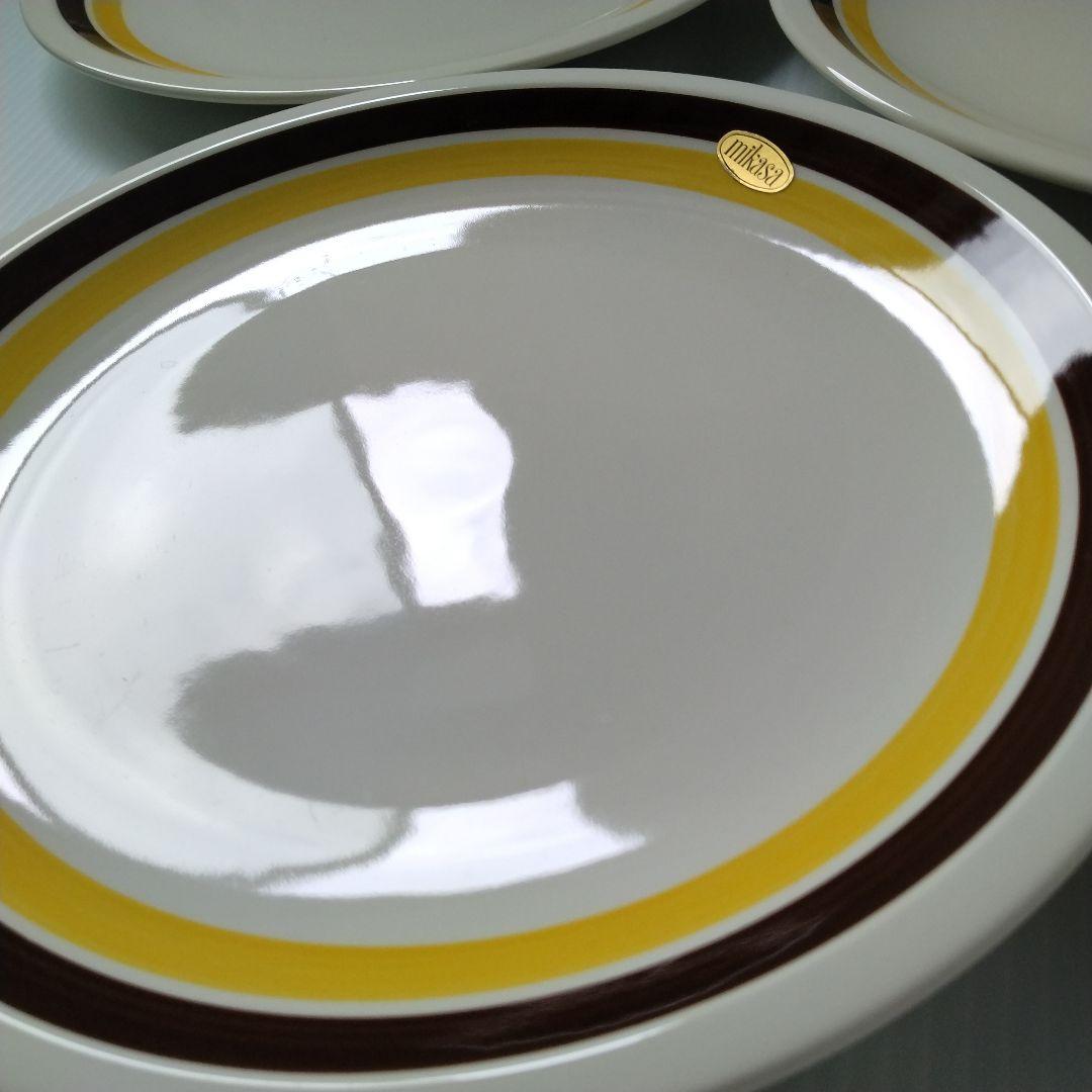 昭和レトロ MIKASA オールド ミカサ 大皿 プレート皿 イエロー 24cm