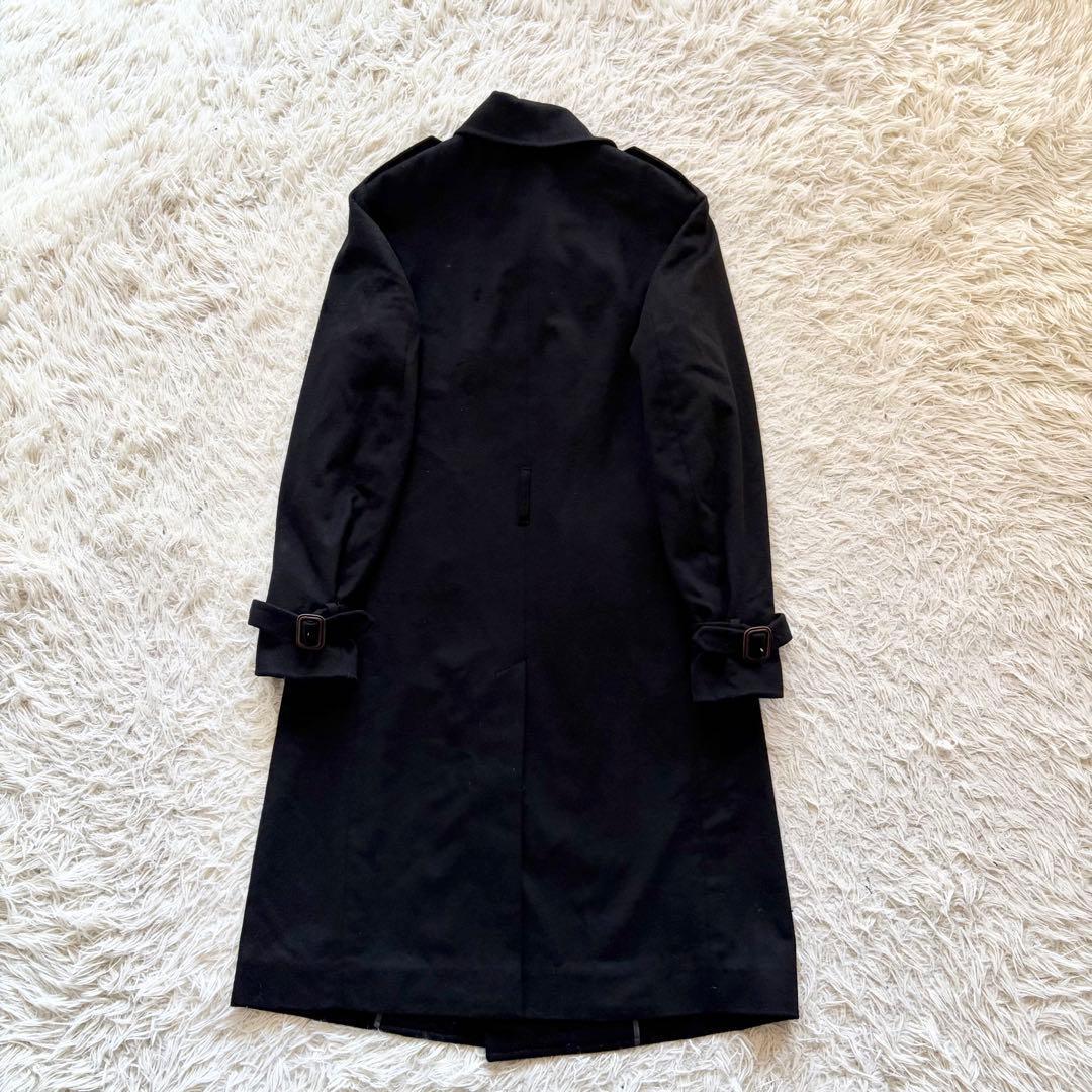 <美品>LARDINI キャメル100% ブラック ダブルチェスターコート 46