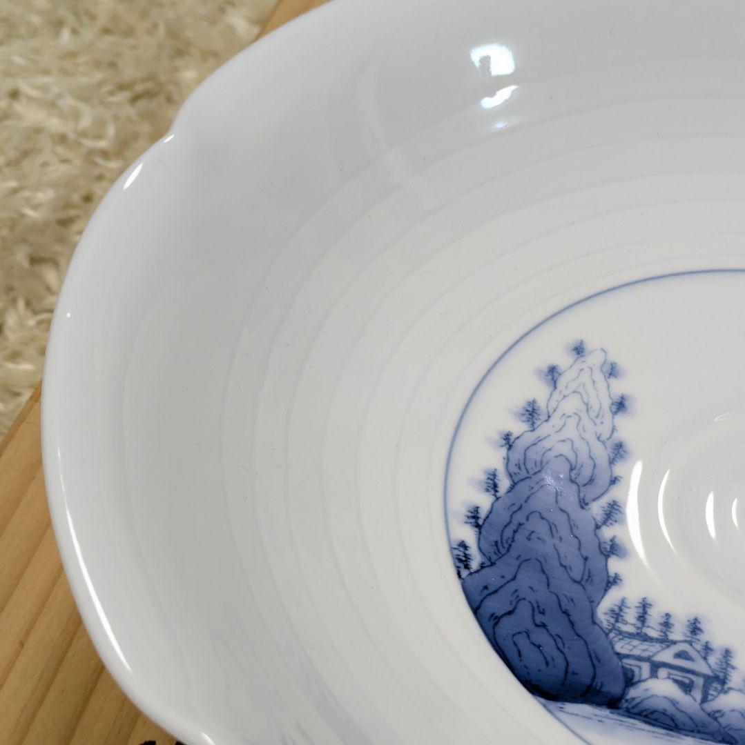 【有田焼 華山窯】染付 山水文 大皿 共箱付き 飾皿 26cm 新品未使用