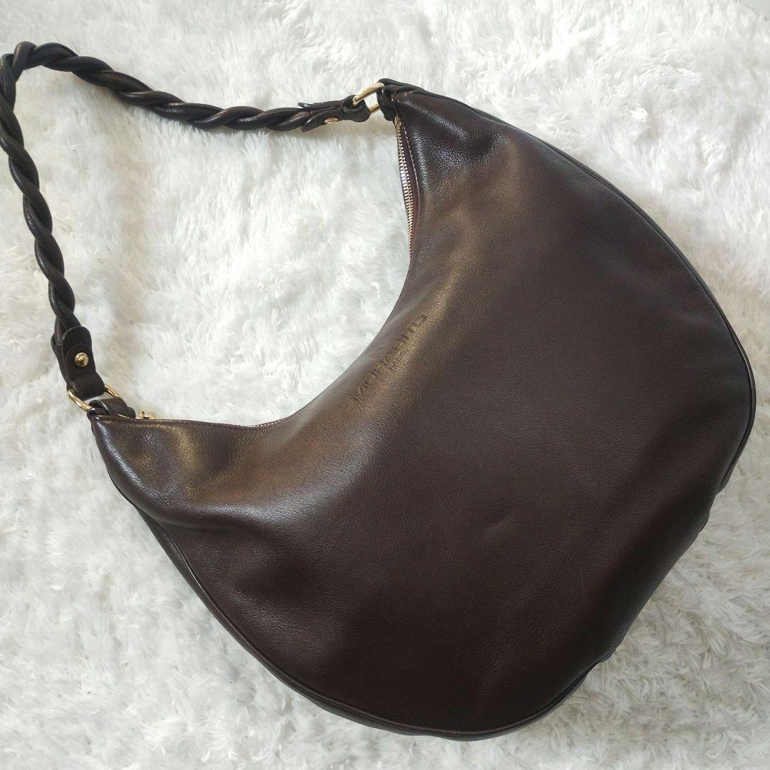 【美品】モラビト　MORABITO　ホーボー　ショルダーバッグ　金具　ブラウン