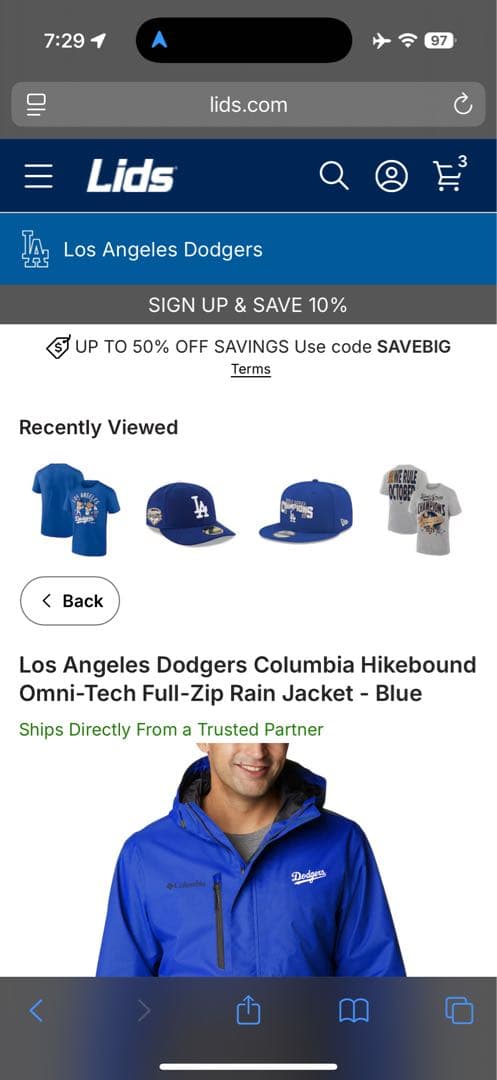 ドジャース　コロンビア　Rain Jacket L 日本未発売