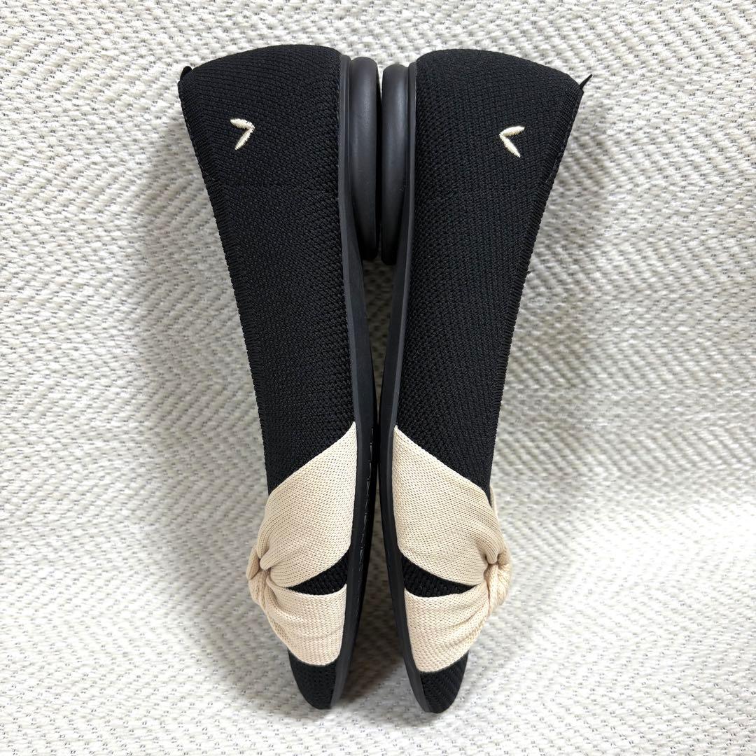 新品 VIVAIA バイカラー リボン フラットシューズ コンフォートシューズ