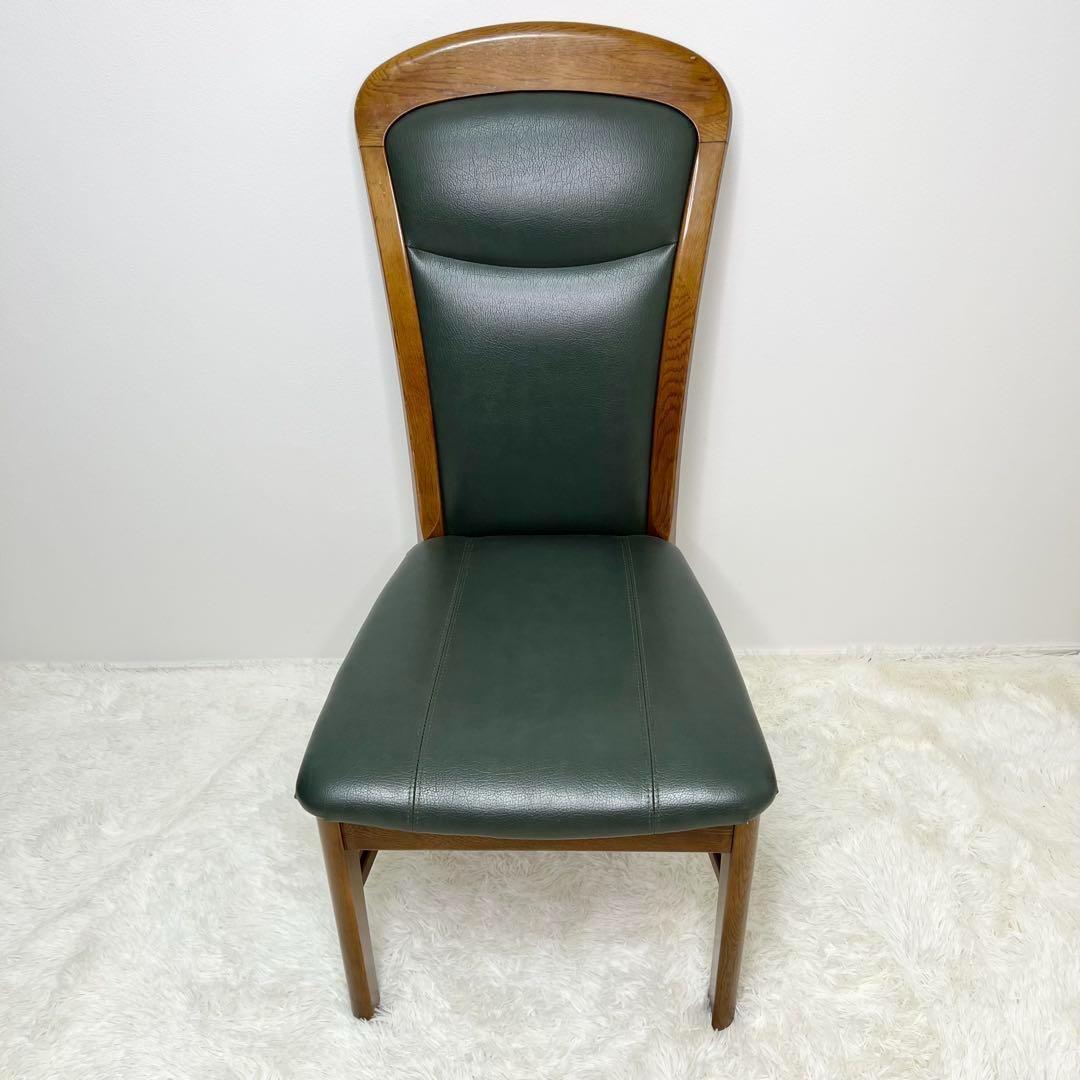 maruni マルニ木工 ダイニングチェア レザー 木製 イス グリーン　1