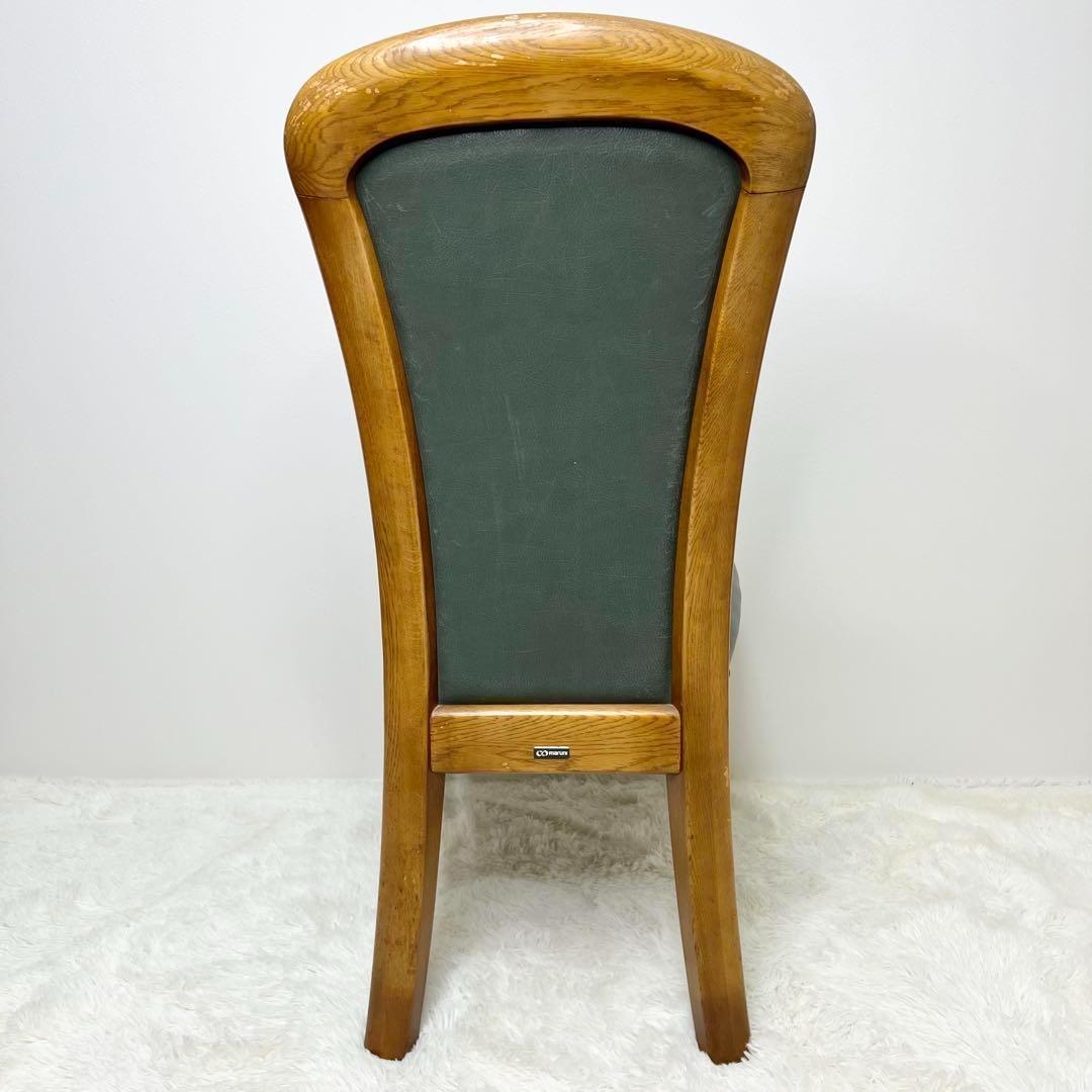 maruni マルニ木工 ダイニングチェア レザー 木製 イス グリーン　1