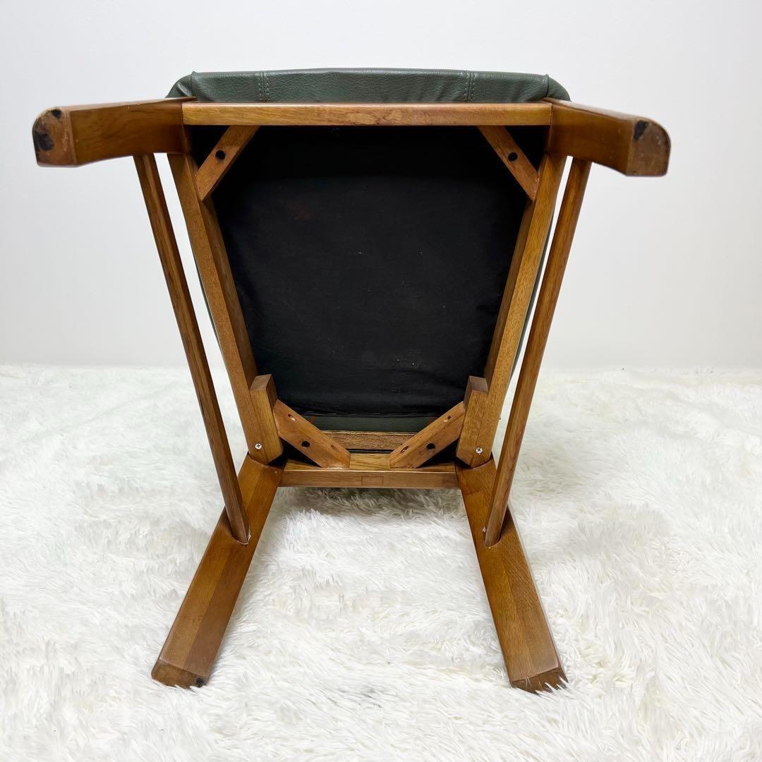 maruni マルニ木工 ダイニングチェア レザー 木製 イス グリーン　1