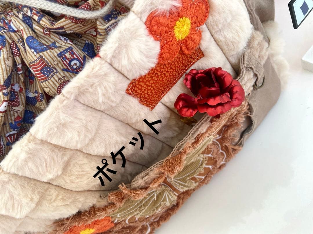 デニムリメイクバック　フワモコクマ