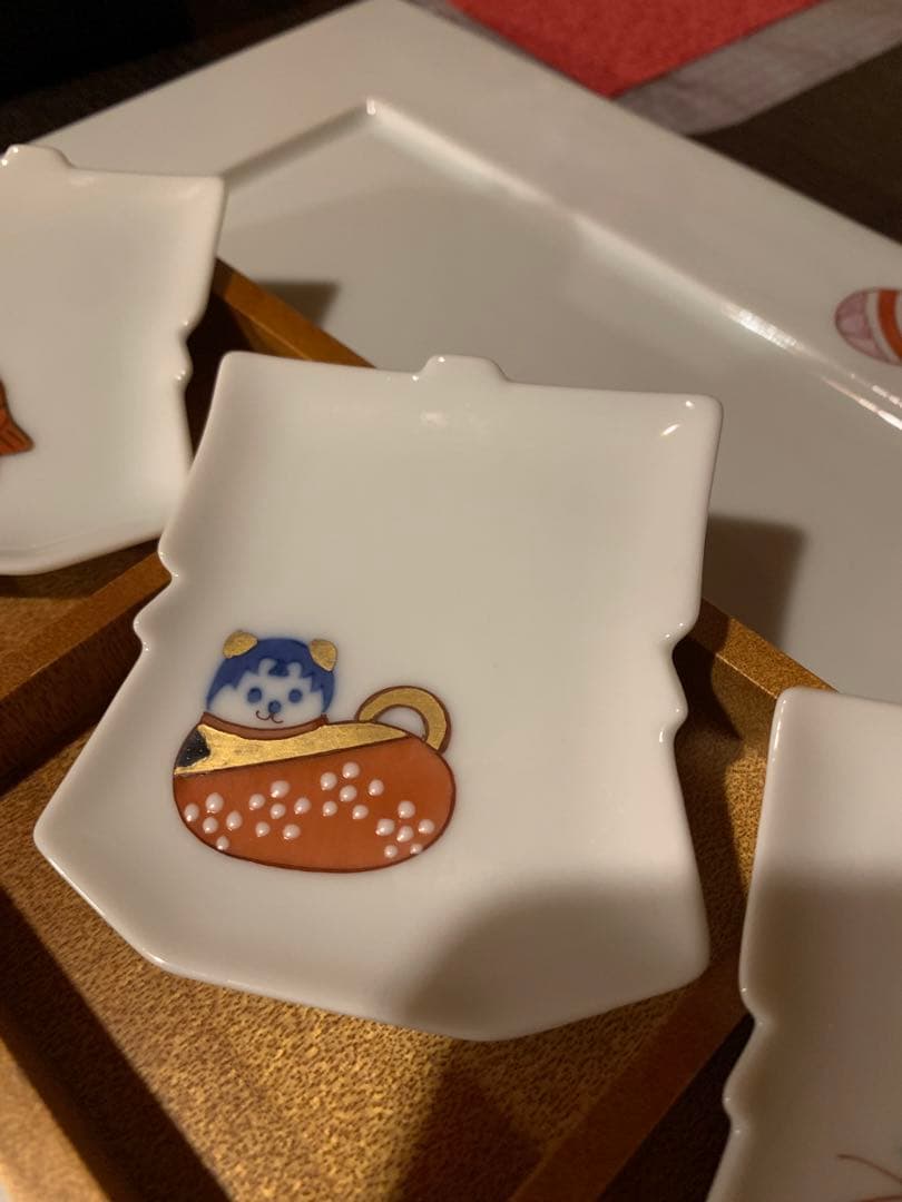 畑萬陶芸 着物皿 豆皿 小皿 雛祭り 犬筥 張り子犬 鯛 めで鯛 七五三 お正月