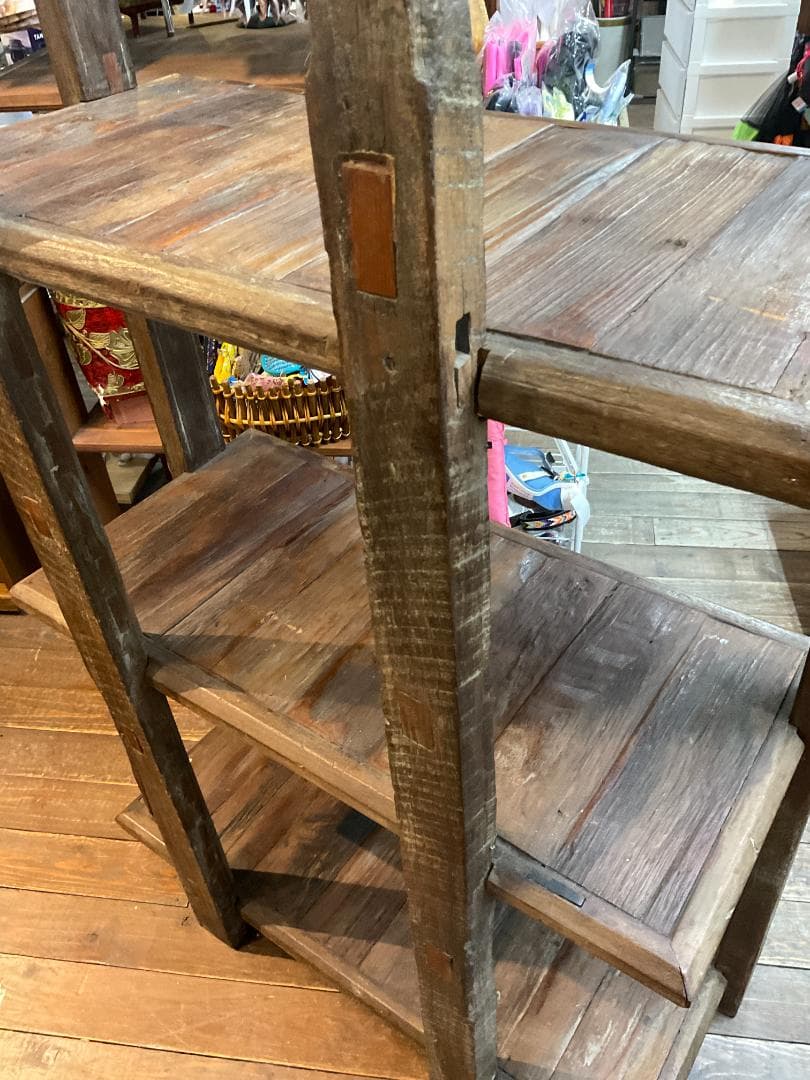 アジアン家具 飾り棚 木製 無垢材 ビンテージ　レトロ ウッドラック