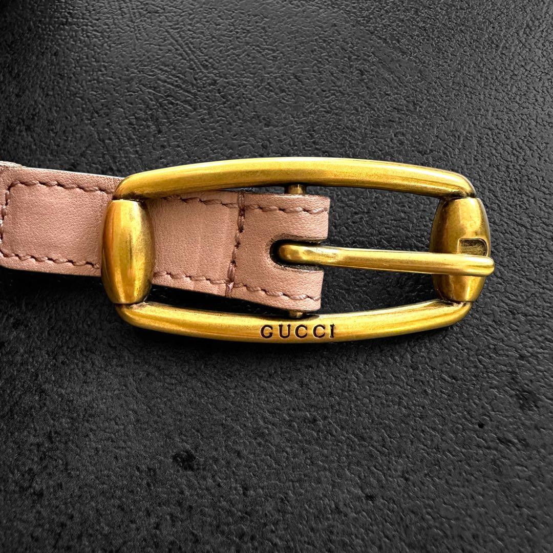 小物 GUCCI Braided leather belt Smoky pink