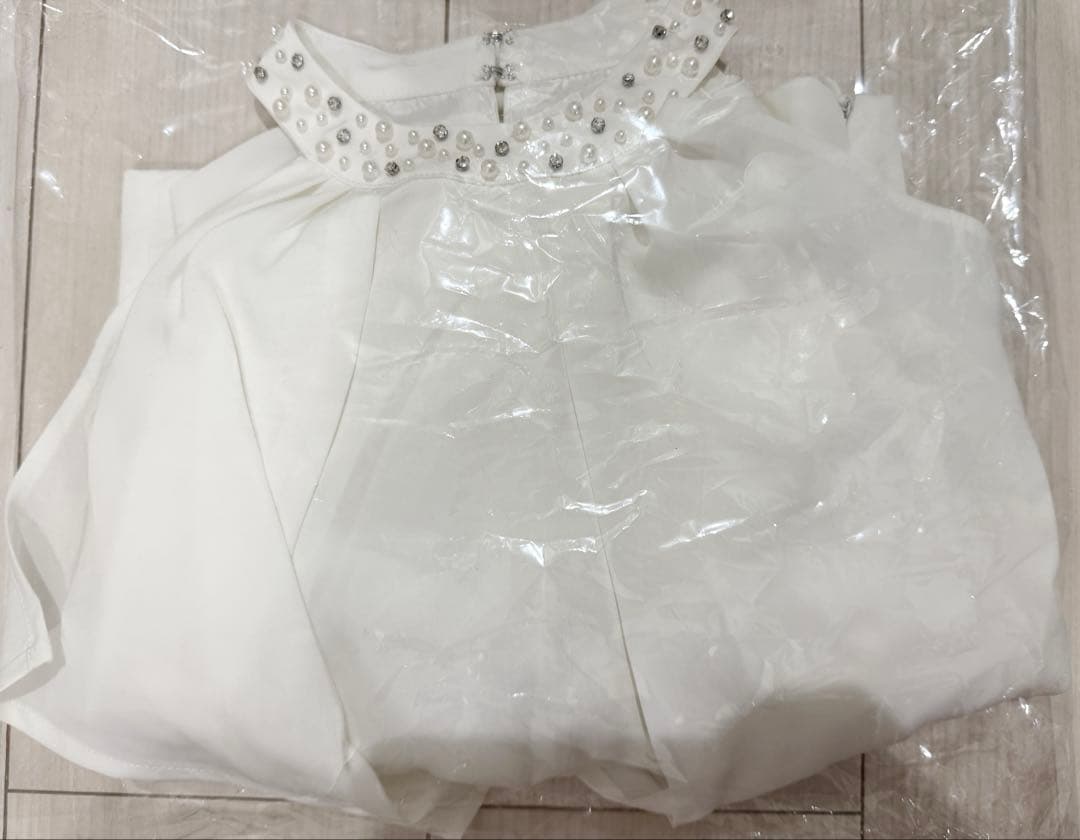 Darich ダーリッチ パールネックアメスリブラウス WHT