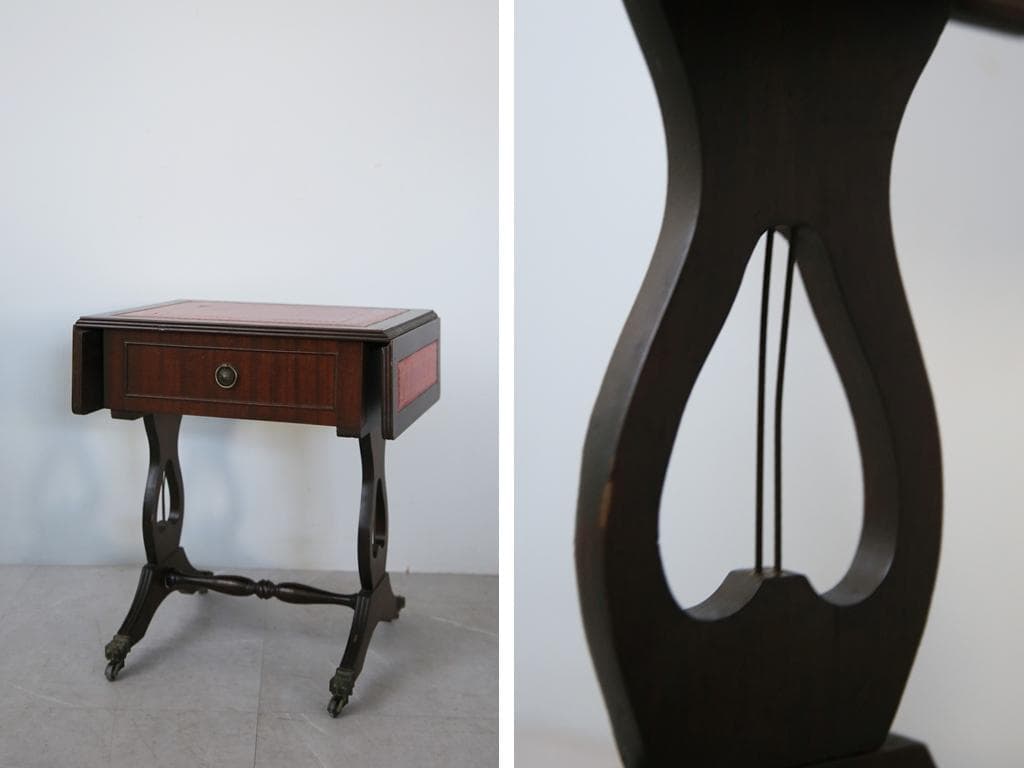 英国アンティーク木製ドロップリーフソファテーブル/折畳机バタフライ(92-281