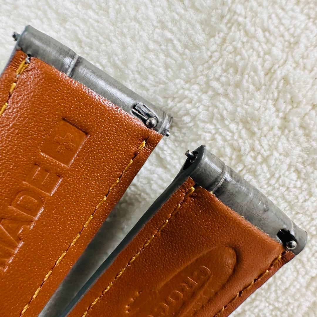 4206#22mm-18mmダークアッシュ★本物クロコダイルベルト★スイス製