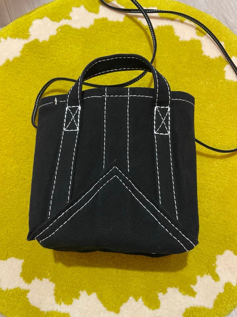 ebagos かご袋ショルダー　 防水キャンバス×紅籐 BLACK