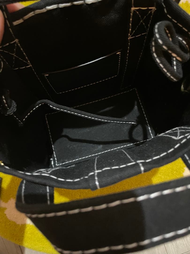 ebagos かご袋ショルダー　 防水キャンバス×紅籐 BLACK