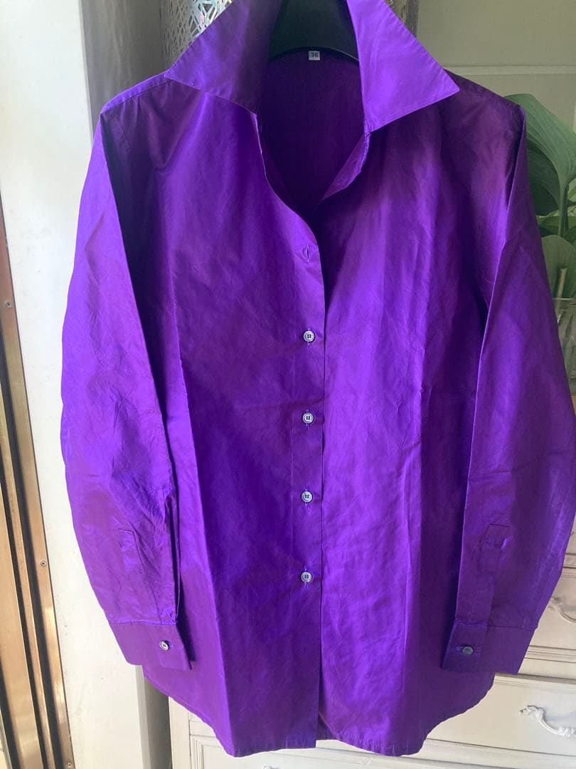 美品セリーヌ　シルクタフタオーバーサイズシャツ