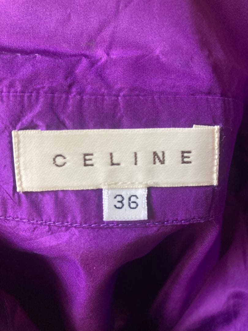 美品セリーヌ　シルクタフタオーバーサイズシャツ