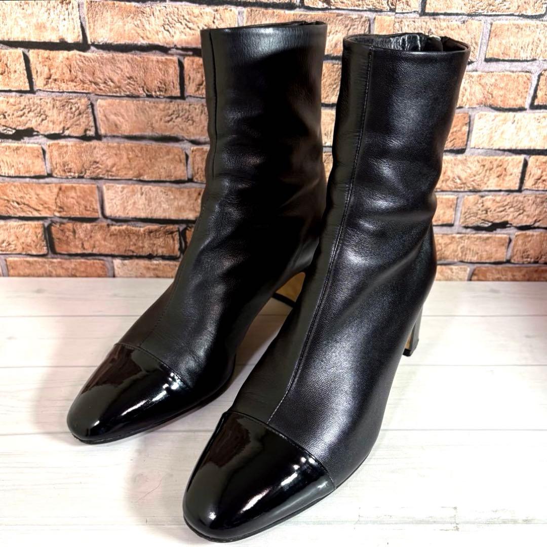 美品■FABIO RUSCONI■ショートブーツ✨バックジップ キャップトゥ