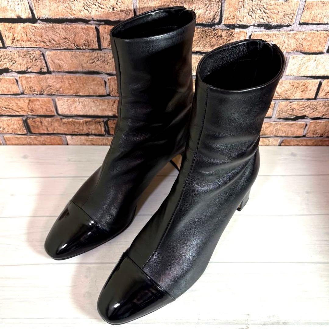 美品■FABIO RUSCONI■ショートブーツ✨バックジップ キャップトゥ