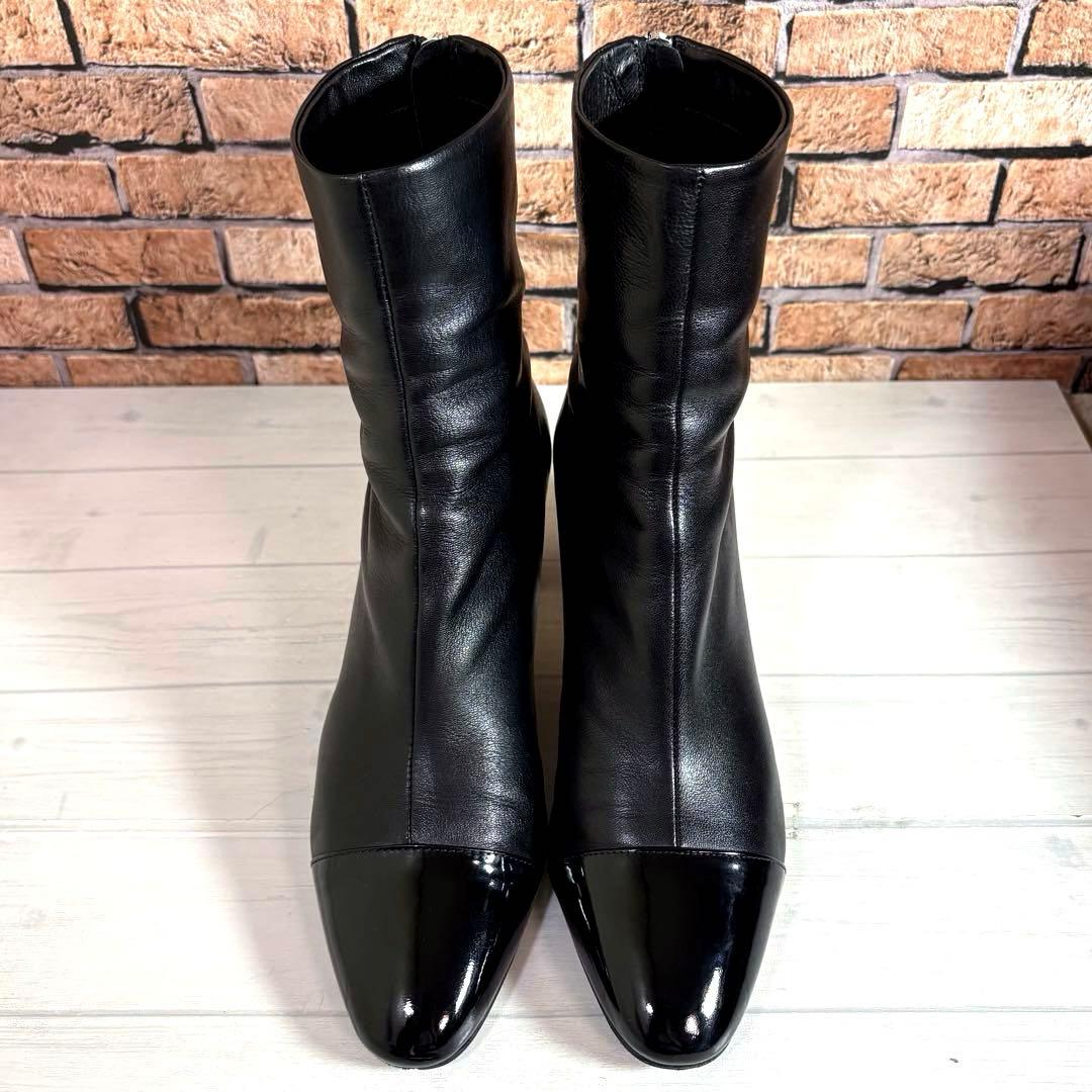 美品■FABIO RUSCONI■ショートブーツ✨バックジップ キャップトゥ