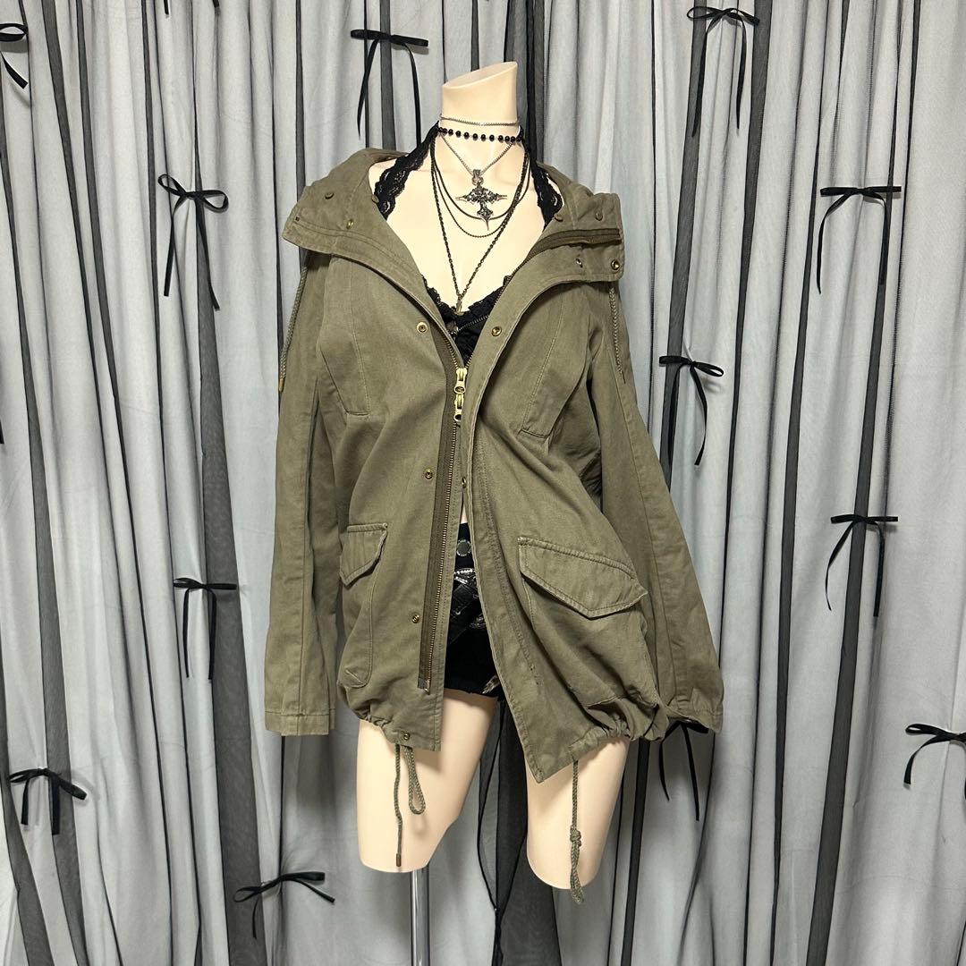 平成ギャル y2k　リアルファー付き　ミニタリーモッズコート　フェアリーグランジ