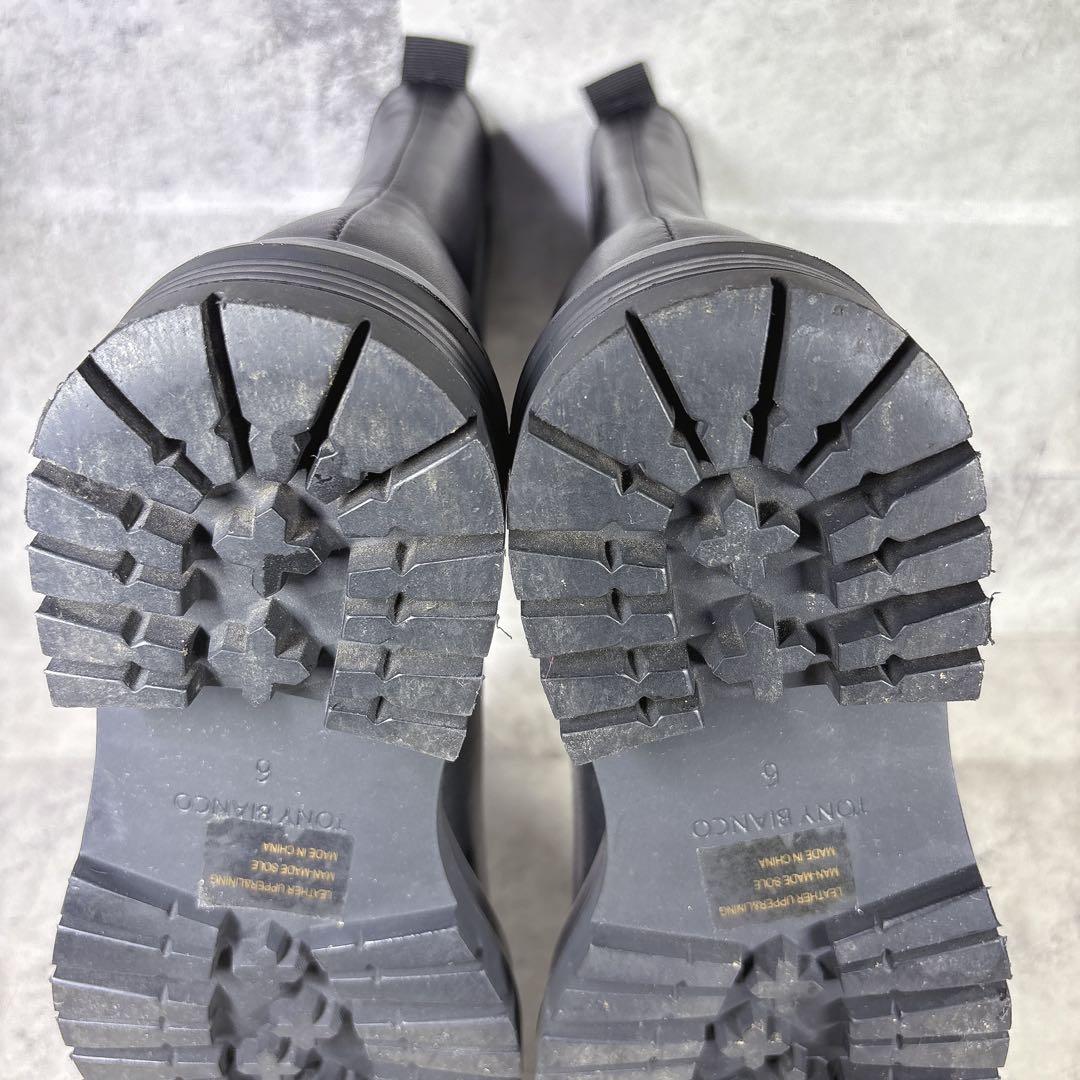 未使用級 トニービアンコ サイドゴアブーツ 23 トラックソール 厚底 本革