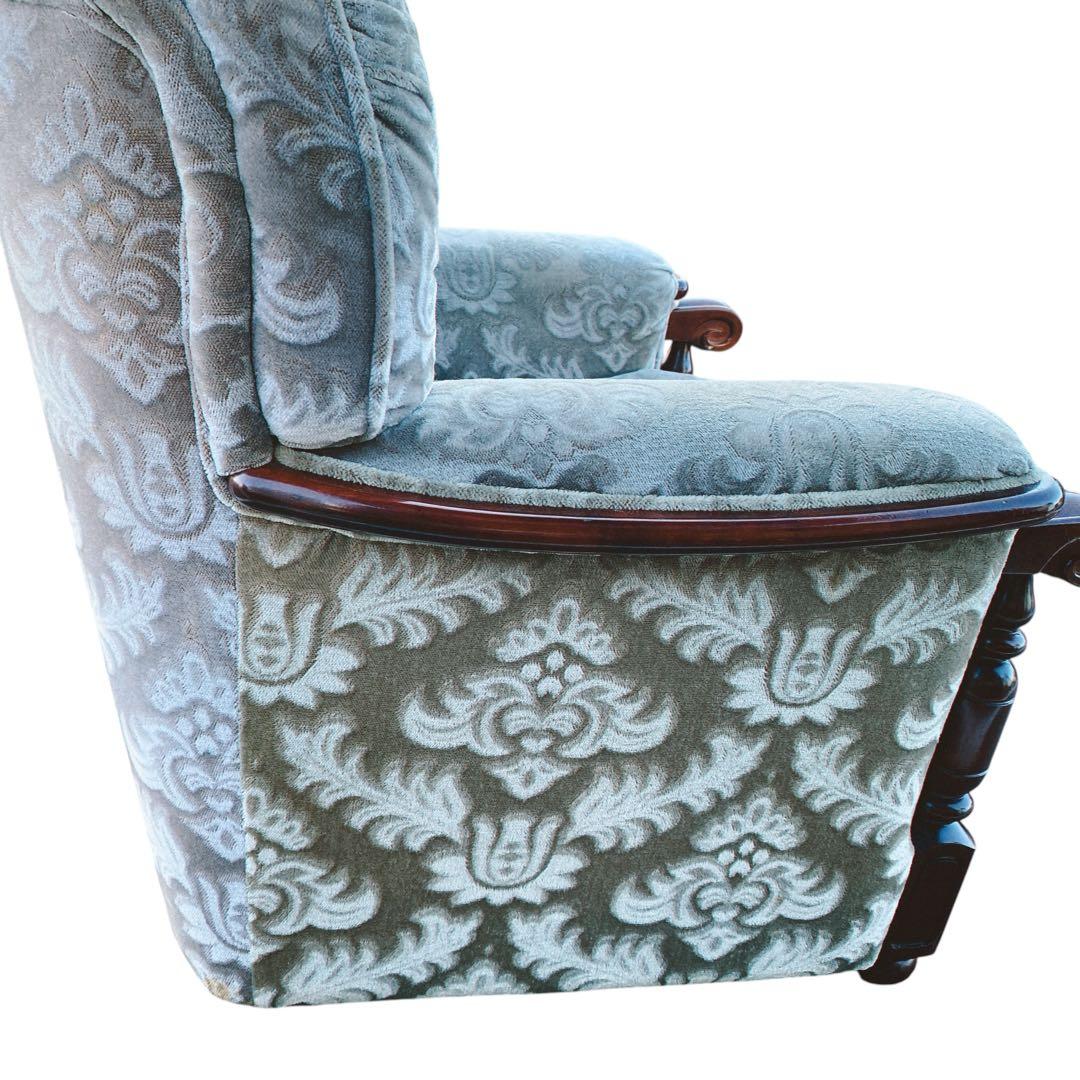 金華山 花柄ベロア　カリモク　ソファ　1人掛け　ヴィンテージ　レトロ