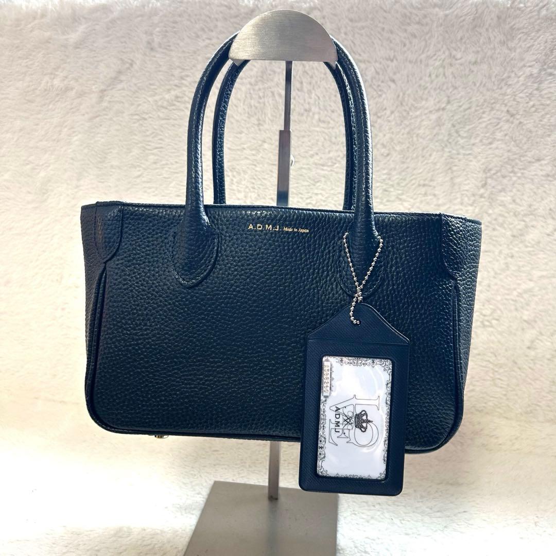 【✨美品✨】A.D.M.J ネイビー　 レザー ミニ ハンドバッグ