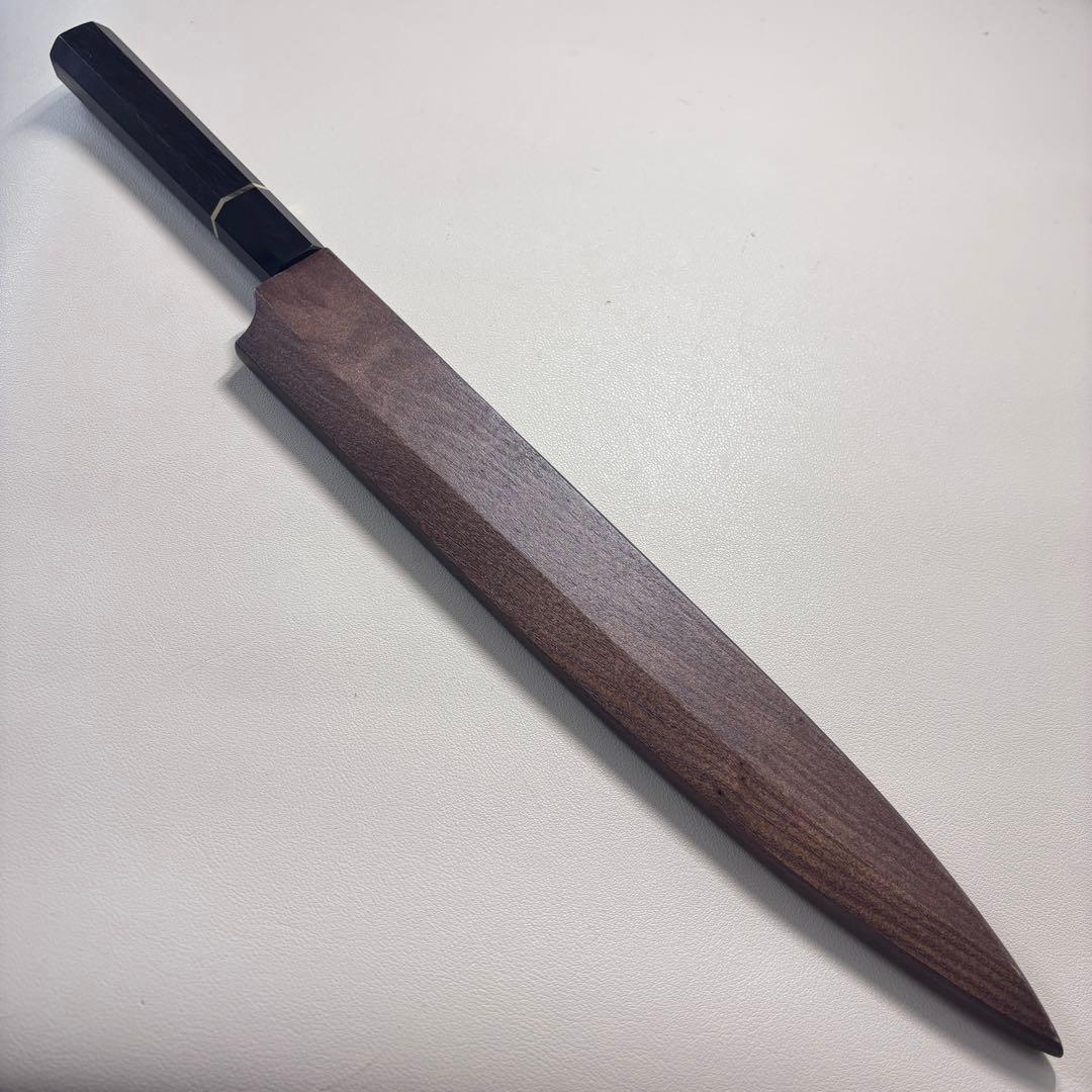 【鞘付き】 270mm柳刃包丁 鏡面　黒檀水牛八角柄 全鋼 和包丁︒'