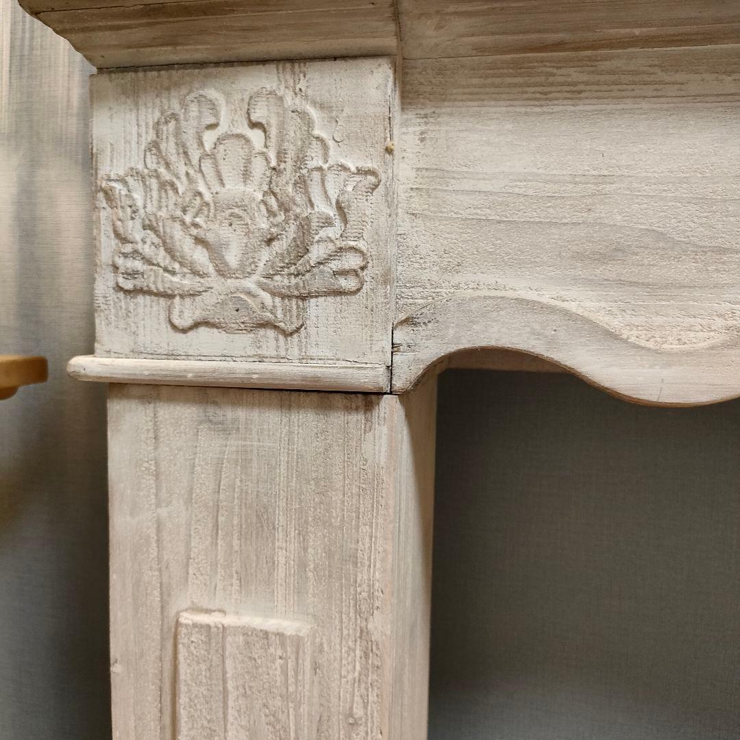 アンティーク調シャビー マントルピース 装飾棚 シャビーグレー