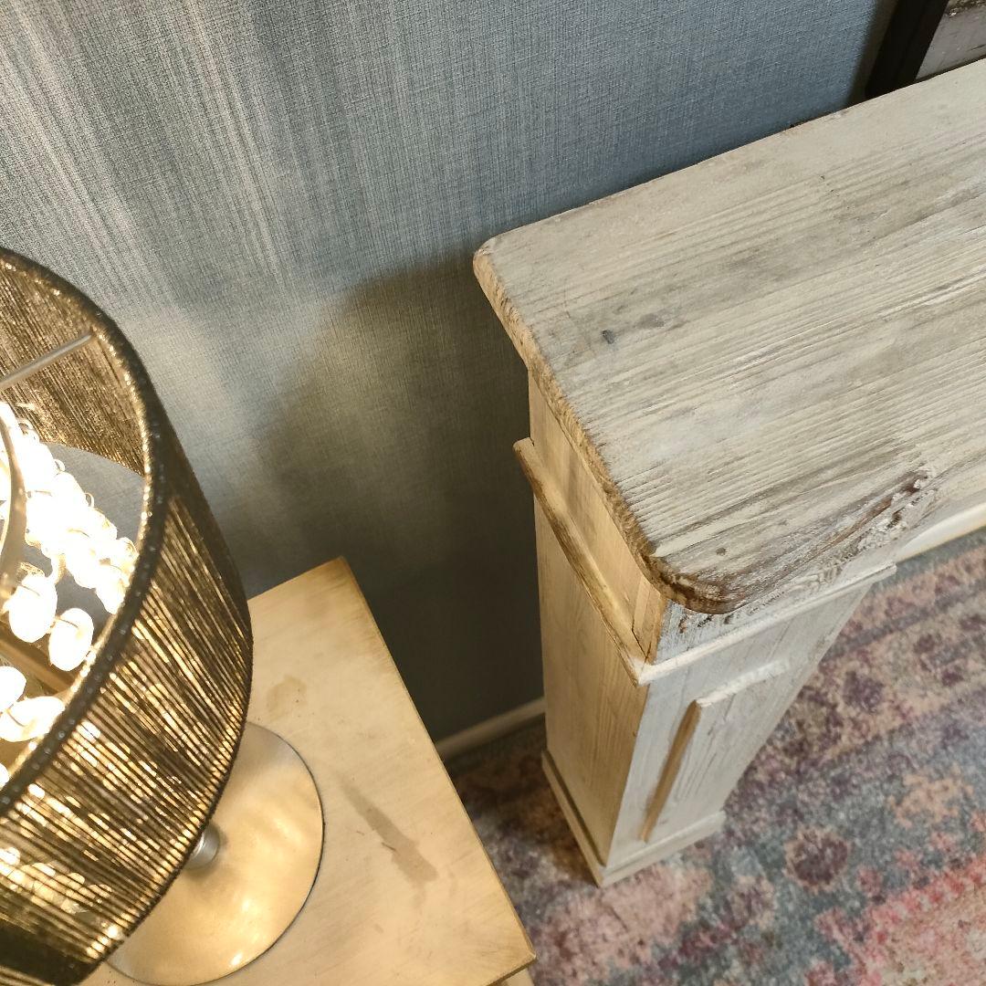 アンティーク調シャビー マントルピース 装飾棚 シャビーグレー