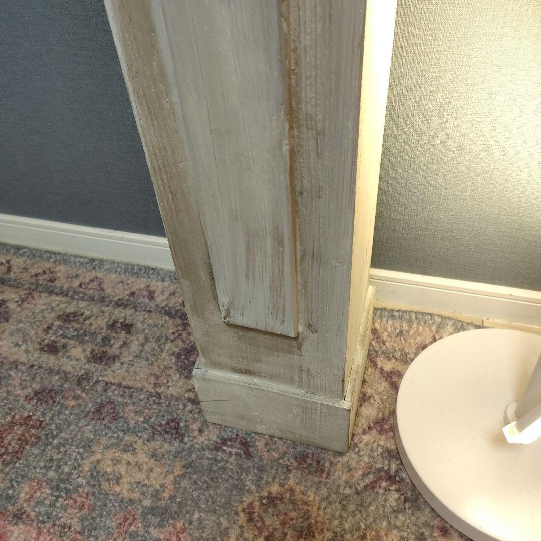 アンティーク調シャビー マントルピース 装飾棚 シャビーグレー