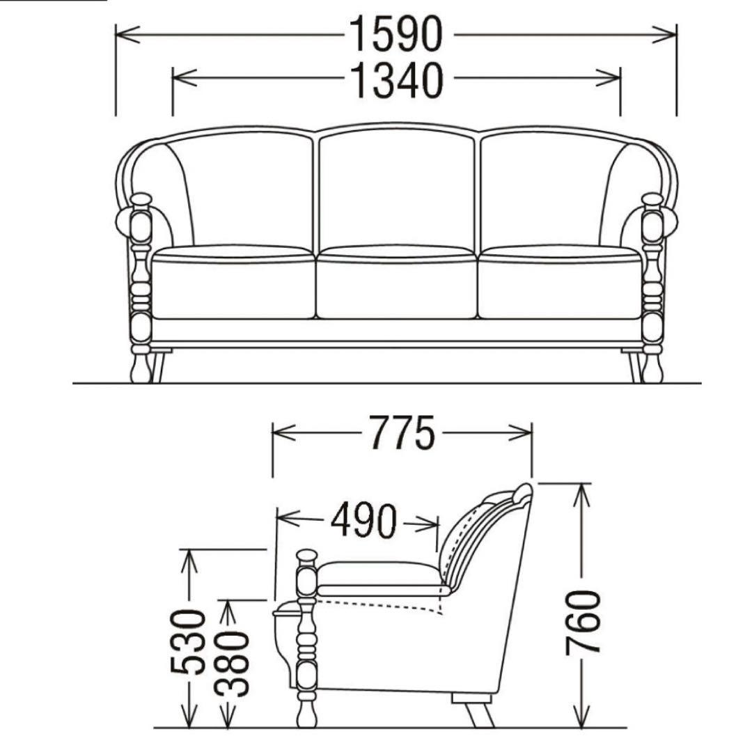 【送料無料】カリモク karimoku 3人掛 ソファ 花柄 金華山 コロニアル