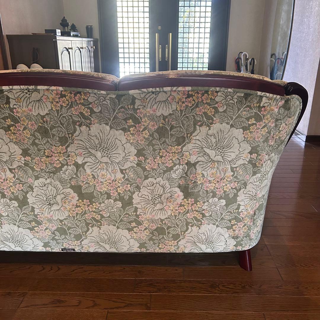 【送料無料】カリモク karimoku 3人掛 ソファ 花柄 金華山 コロニアル