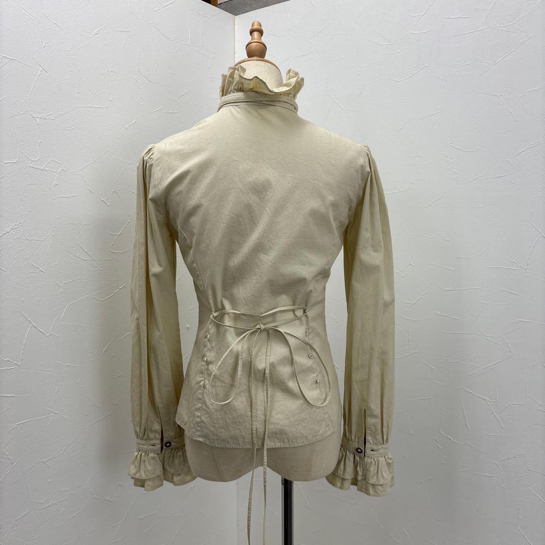 ヴィクトリアンメイデン　スタンドカラー　フリル　ブラウス　シナモン　ベージュ