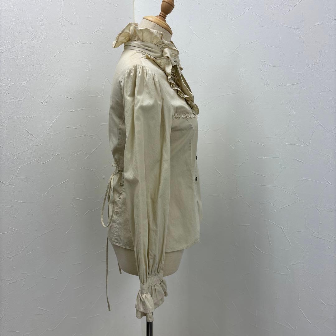 ヴィクトリアンメイデン　スタンドカラー　フリル　ブラウス　シナモン　ベージュ