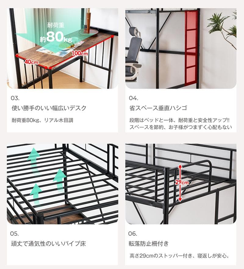 ロフトベッド パイプベッド シングル 木 収納 耐震 ベッド SDGWhite