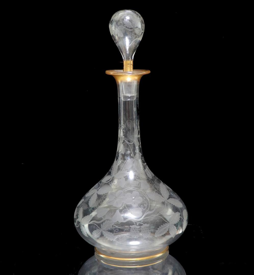 オールド・バカラ 金彩 大型 苺文 デカンタ 30cm グラヴュール カラフェ