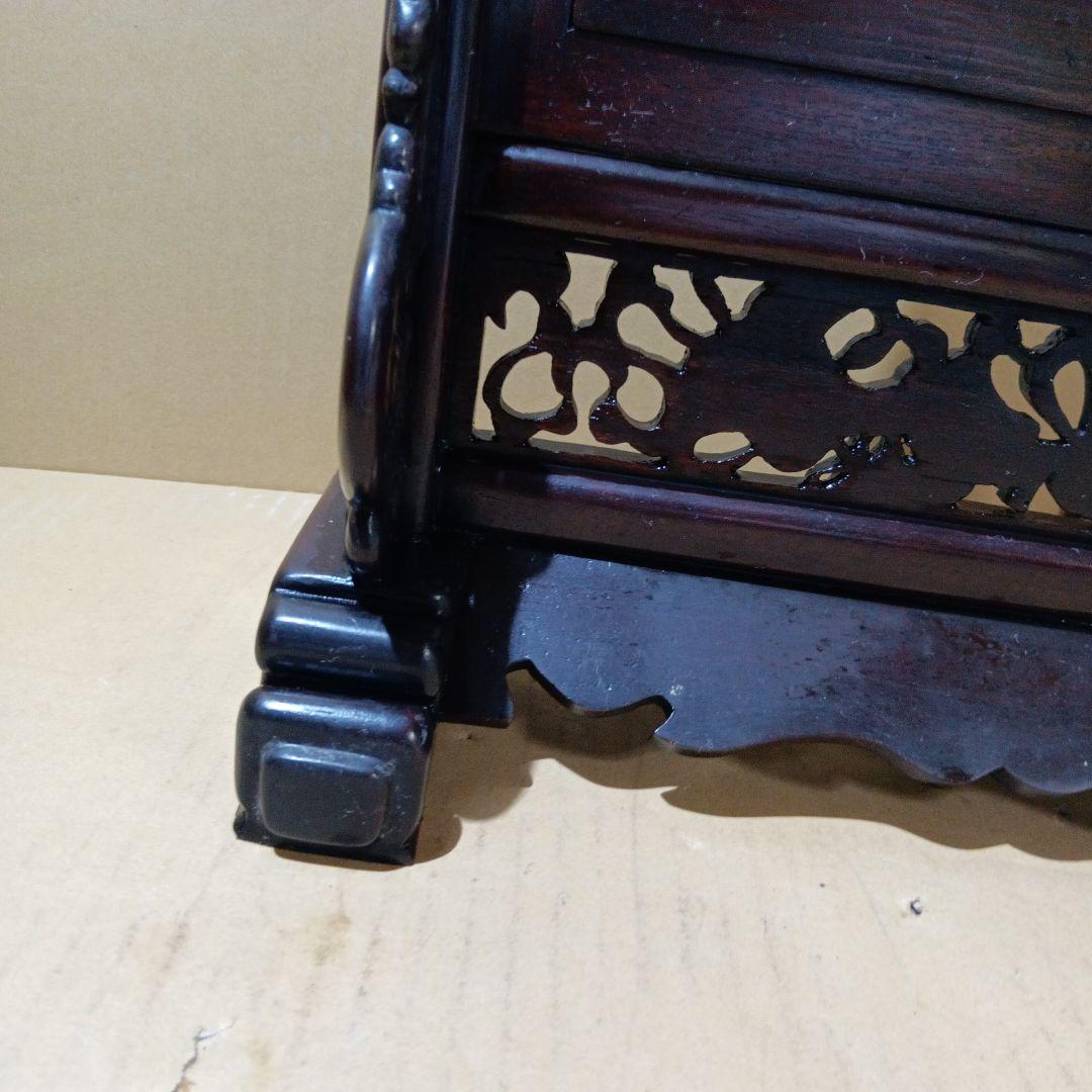 唐木ガラス硯屏　文房具書道具　木工芸硝子ガラス　工芸中国美術唐物古玩紫檀