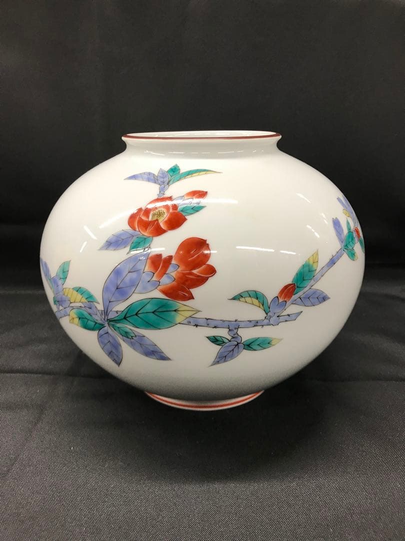 【美品】香蘭社　染錦模様　花瓶　フラワーベース