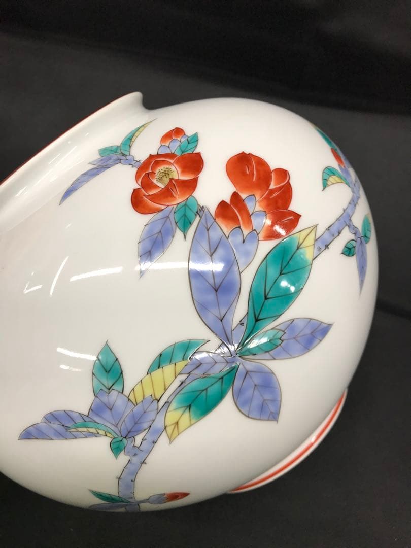 【美品】香蘭社　染錦模様　花瓶　フラワーベース