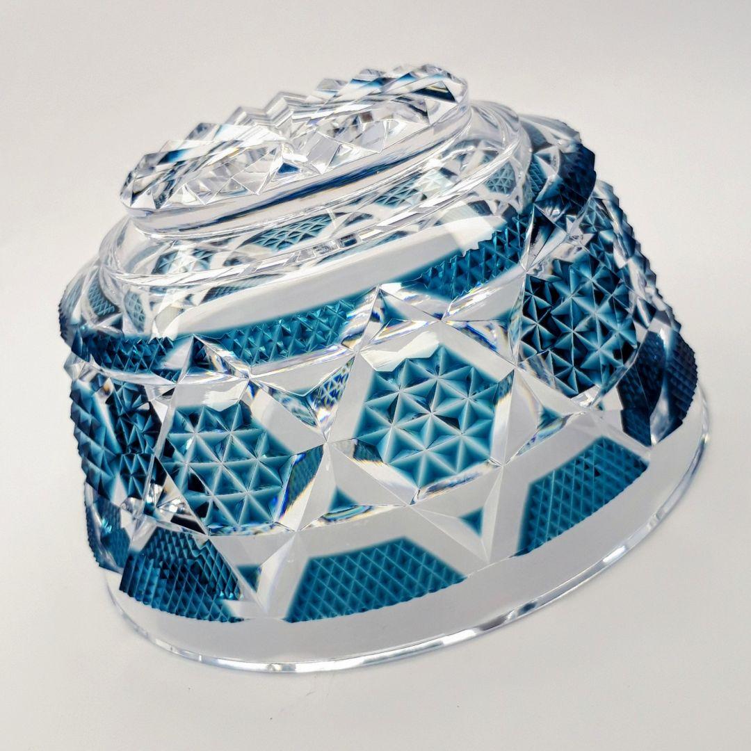 復刻 薩摩切子　藍色 切子 向付鉢　　　　【 希少作品 】