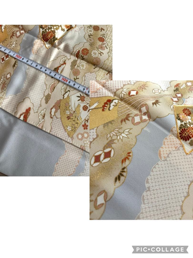 正絹 ごく薄水色 金彩友禅 古典文様 袷 訪問着 上前友禅柄入り共八掛 未使用