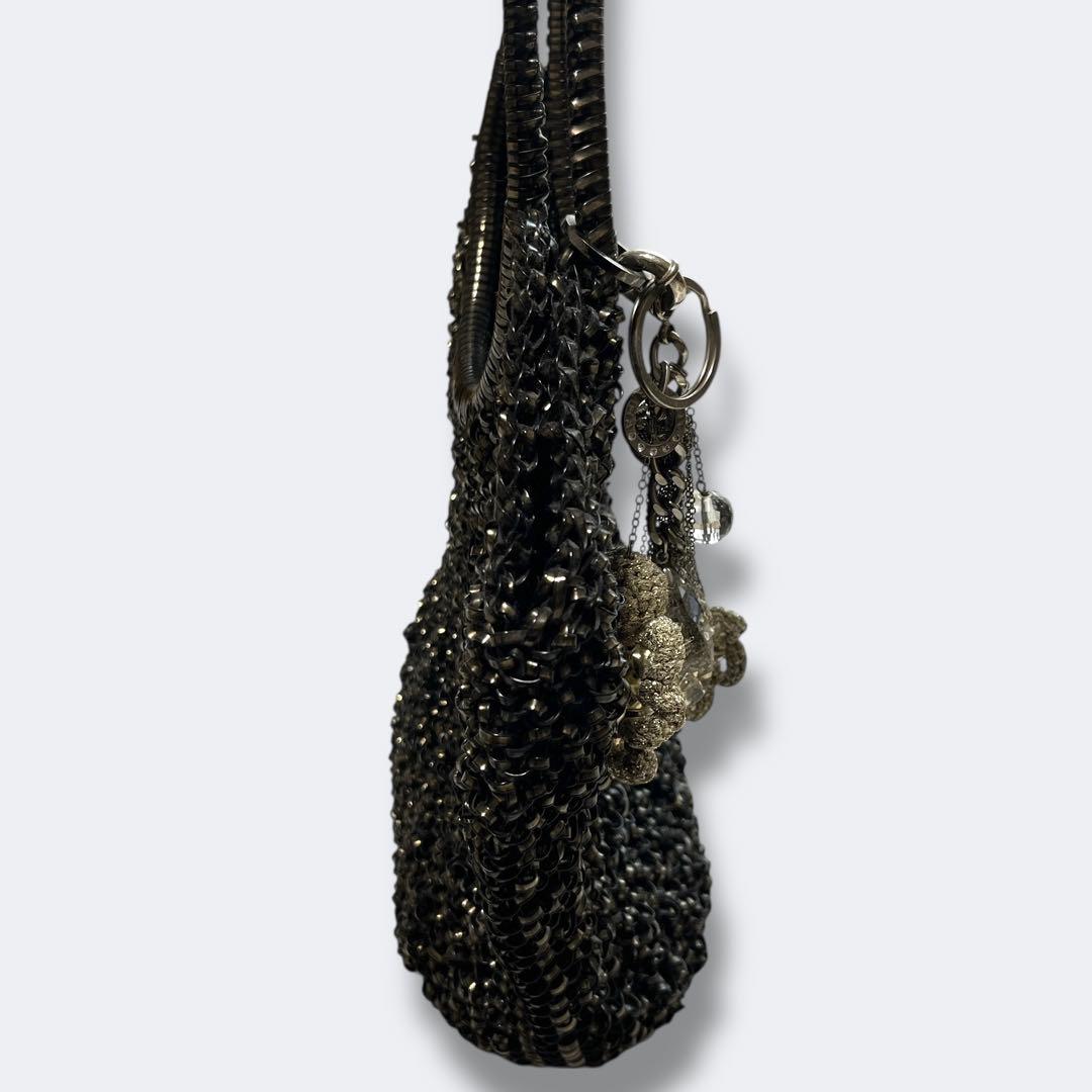 アンテプリマ ワイヤーバッグ ハンドバッグ フラワーチャーム ラインストーン