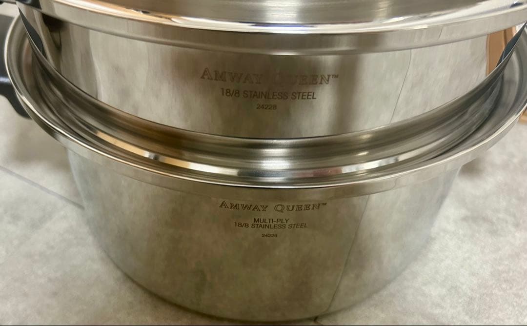 【ほぼ未使用】Amway クィーンクック 鍋セット ステンレス IH対応
