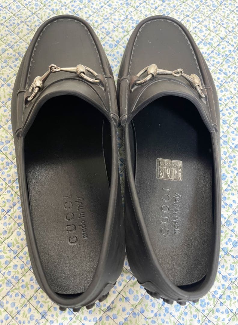 グッチ GUCCI ホースビット ラバードライビングシューズ 黒 5 約24cm