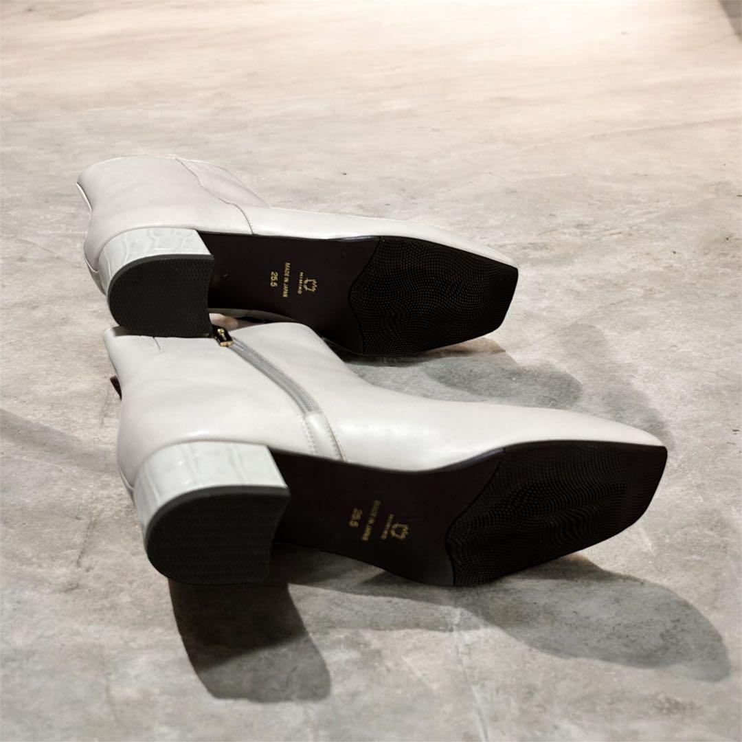 未使用 HIMIKO 卑弥呼 ショートブーツ 25.5 本革 グレージュ 日本製