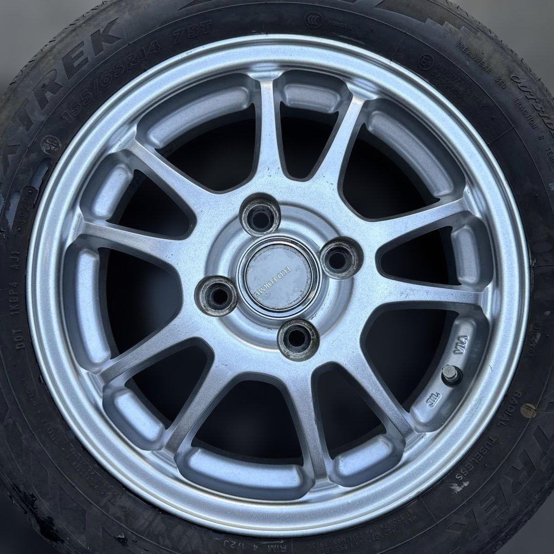 ①ボス サマータイヤ バリ溝 155/65R14 ホイール（A0414）